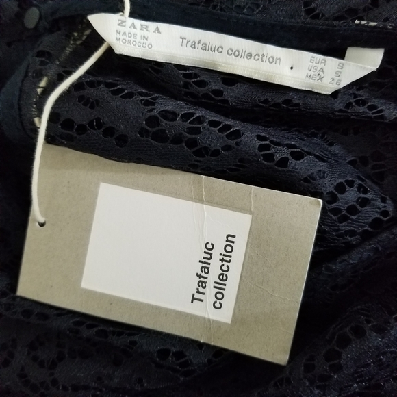 Zara Lace Blouse Sheer Small Black NEW - Picture 12 of 14